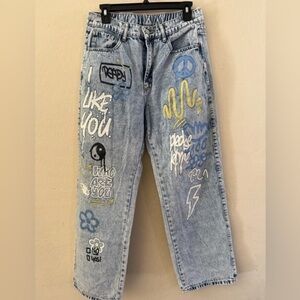 Stylish Blue Graphic Women's Jeans